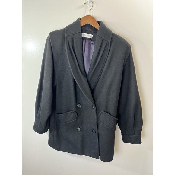 Carol Horn Women’s Wool Jacket Size M 10 Black Minimalist Timeless Office Warm - Picture 2 of 9
